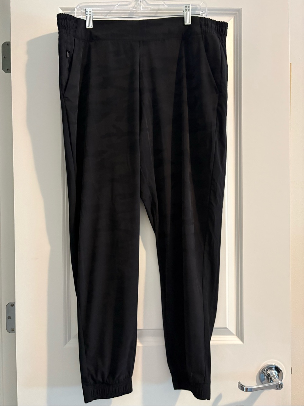 Athleta Black Performance Jogger with camouflage detail